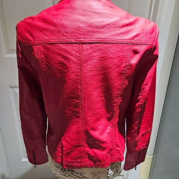Faux Leather moto jacket - red - Picture 5 of 8